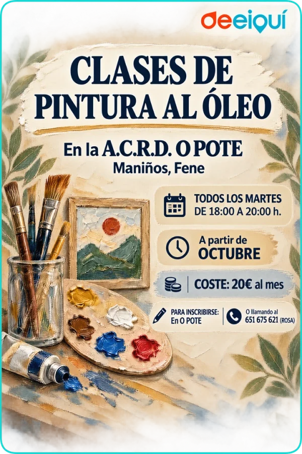 Cartel de Clases de pintura ao óleo