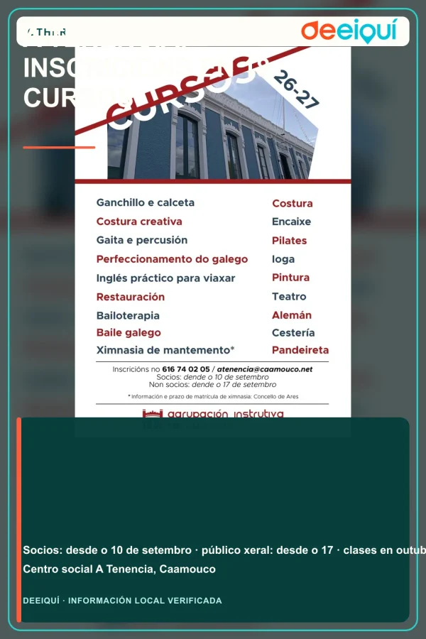 Cartel de A Tenencia: inscricións en 18 cursos