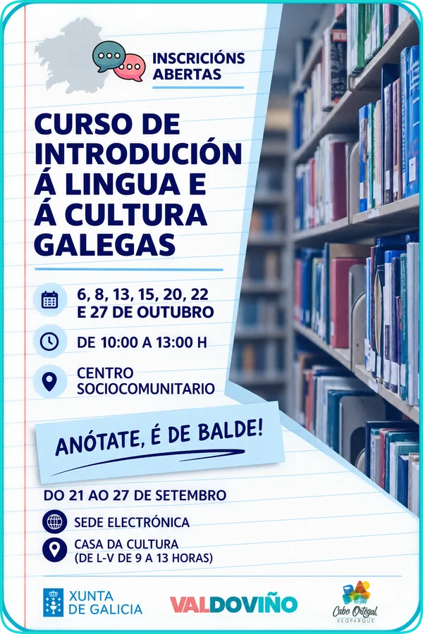 Cartel de Curso de introdución á lingua e á cultura galegas